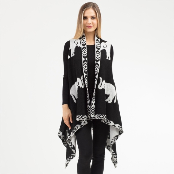 One Blessed Nana Jackets & Blazers - NWT *BOUTIQUE*    ELEPHANT OPEN LONG VEST   OSFALL